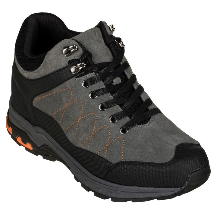 Elevator shoes height increase CALTO - H75472 - 3.2 Inches Taller (Grey) - Hiking Style Boots