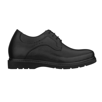 Elevator shoes height increase CALTO 2.8" Taller Black Pebble-Grain Casual Elevator Shoes