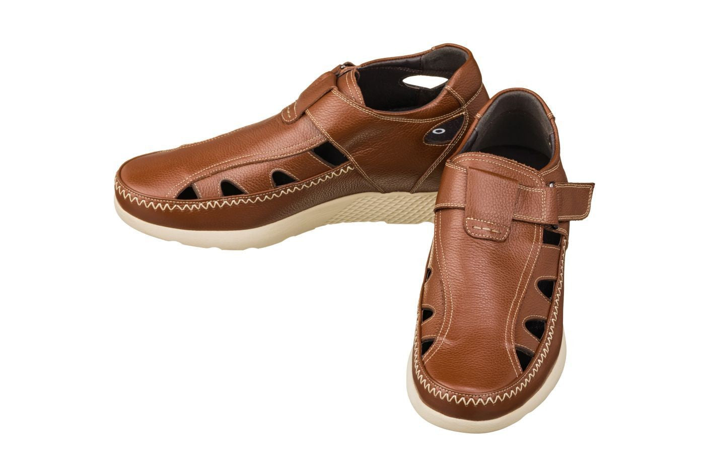 Elevator shoes height increase CALTO - K2133 - 2.8 Inches Taller (Brown) - Fisherman Sandal Lightweight