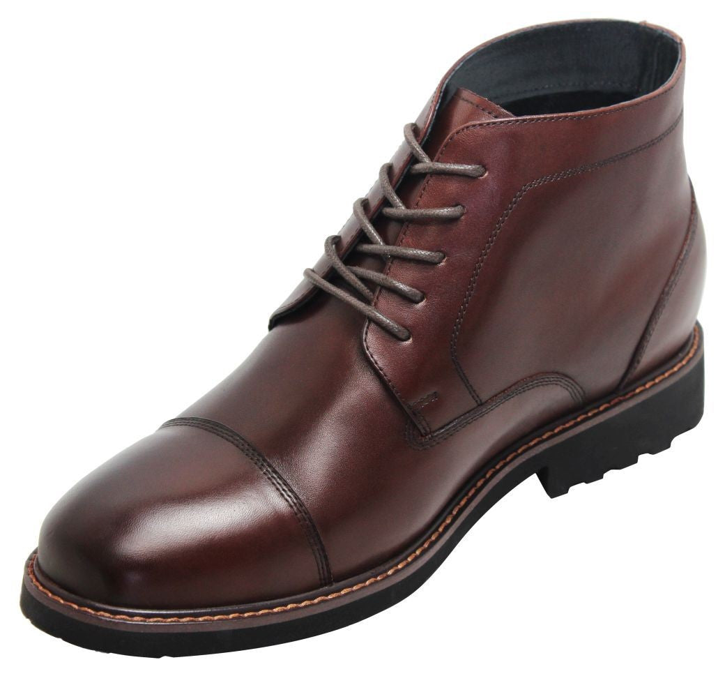 Elevator shoes height increase CALTO 3.2-Inch Taller Dark Brown Leather Boots Y41081