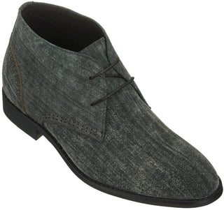 Elevator shoes height increase CALTO - S9091 - 3.0 Inches Taller (Dark Graphite) - Chukka Boots