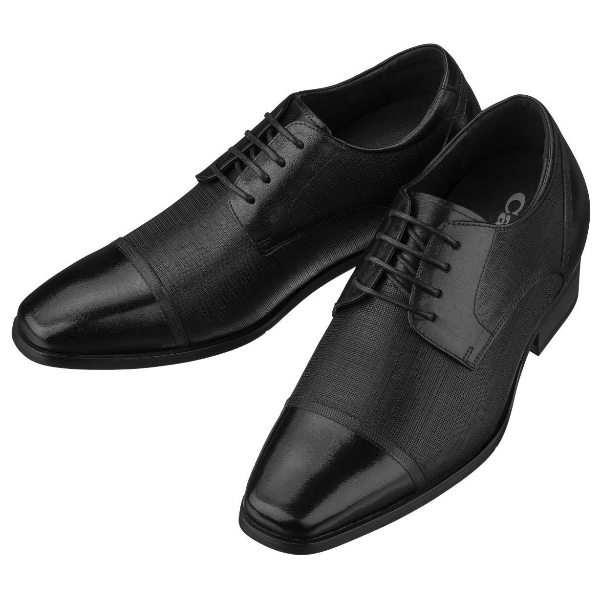 CALTO 3.2 Inches Elevator Height Increasing Black Cap Toe Lace Up ...