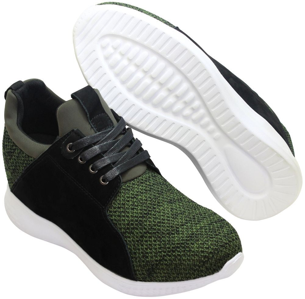 Elevator shoes height increase CALTO - H71921 - 3.2 Inches Taller (Army Green) - Super Lightweight