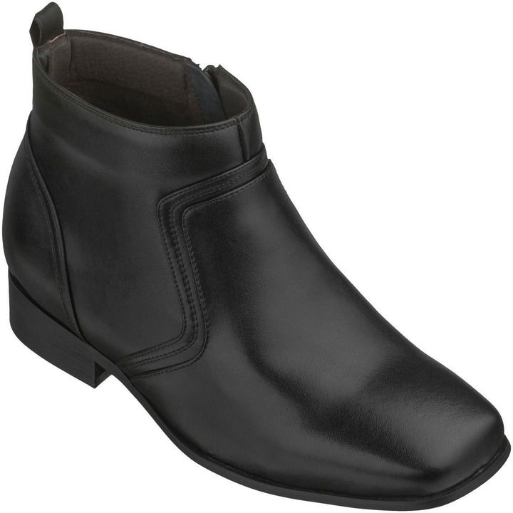 Elevator shoes height increase CALTO - G99809 - 3.2 Inches Taller (Black) - Zipper Boots