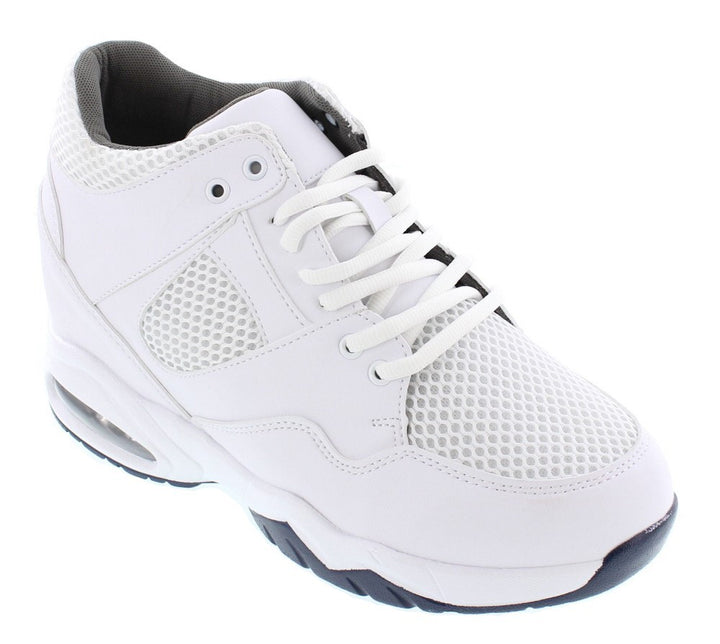 Elevator shoes height increase CALTO 3.4" Taller Men's Lightweight White Elevator Sneakers