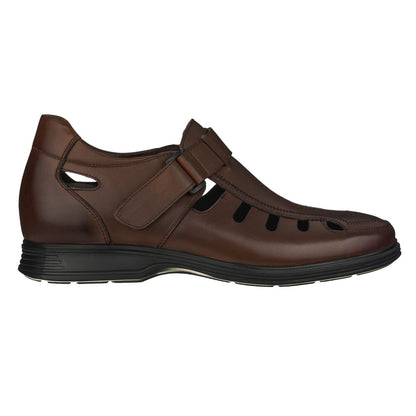 Elevator shoes height increase CALTO - S1051 - 2.8 Inches Taller (Dark Coffee Brown) - Super Lightweight