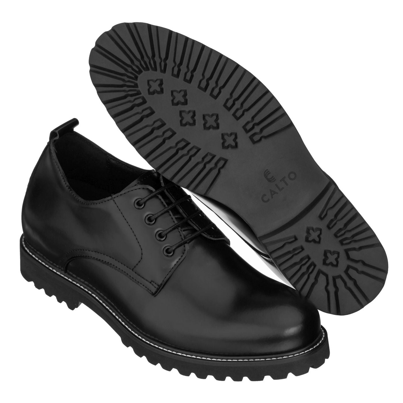 CALTO 3" Taller Black Elevator Work Shoes S9118