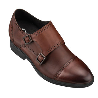 Elevator shoes height increase CALTO Dark Brown Leather Dress Shoes - 2.8 Inches - G65772