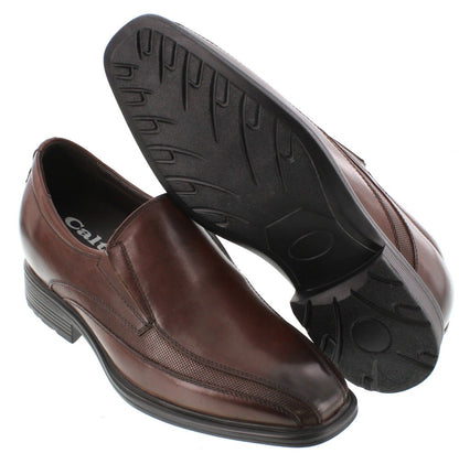 Elevator shoes height increase CALTO - G60125 - 3 Inches Taller (Cordovan Dark Brown) - Super Lightweight