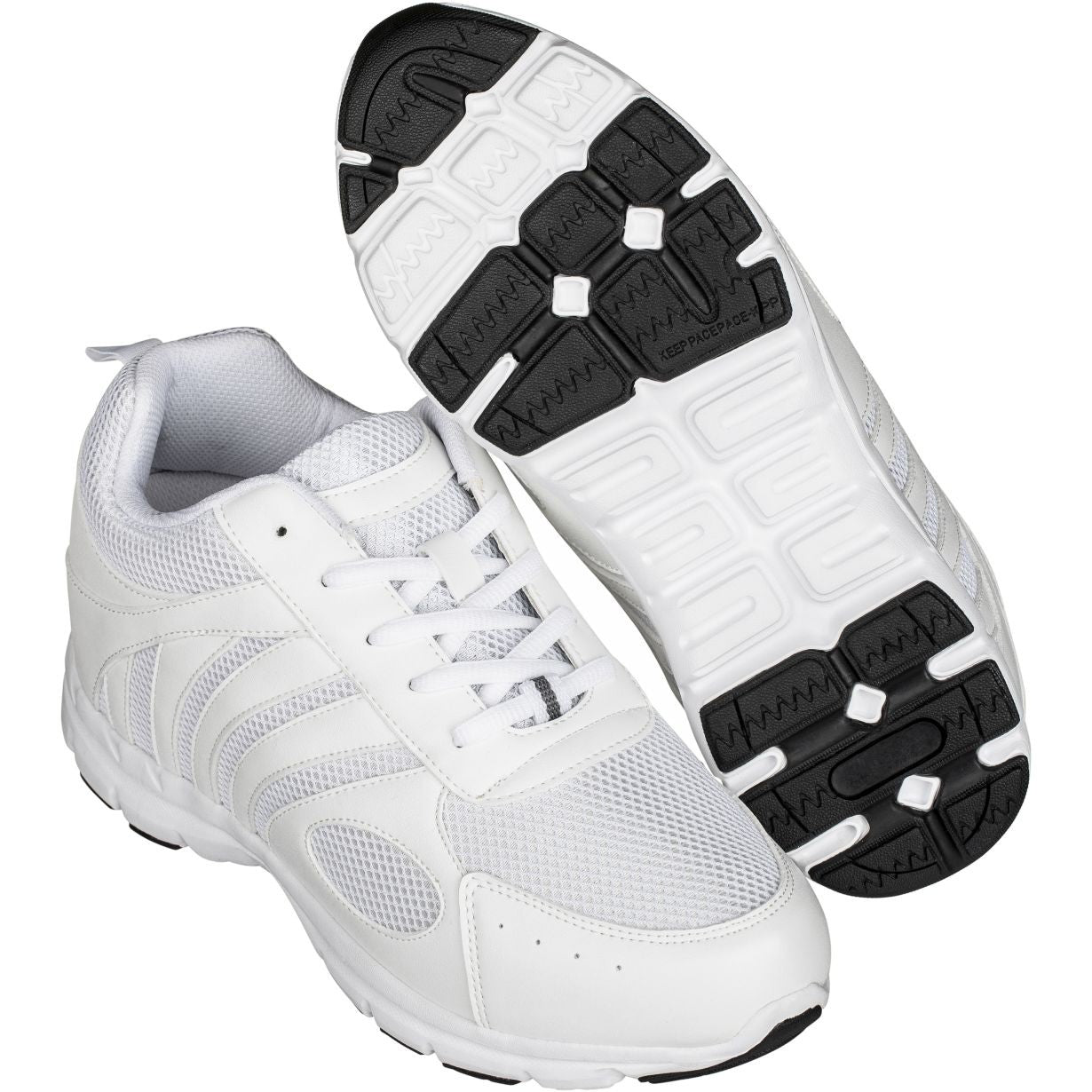 Elevator shoes height increase CALTO Light White Elevator Sneakers - Three Inches - G3303