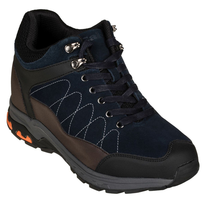 Elevator shoes height increase CALTO - H75471 - 3.2 Inches Taller (Dark Blue) - Hiking Style Boots