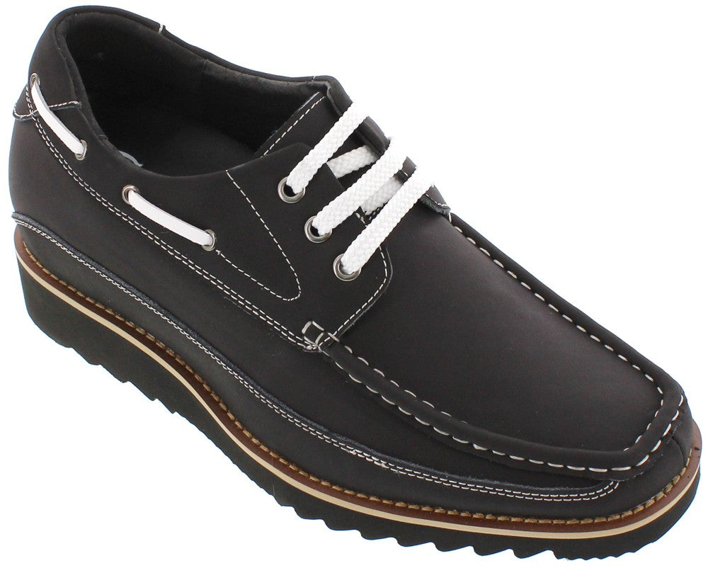 Elevator shoes height increase CALTO Casual Elevator Boat Shoes - Three Inches - G6317B