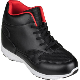Elevator shoes height increase CALTO Leather High-Top Sneakers - Four Inches - G3332