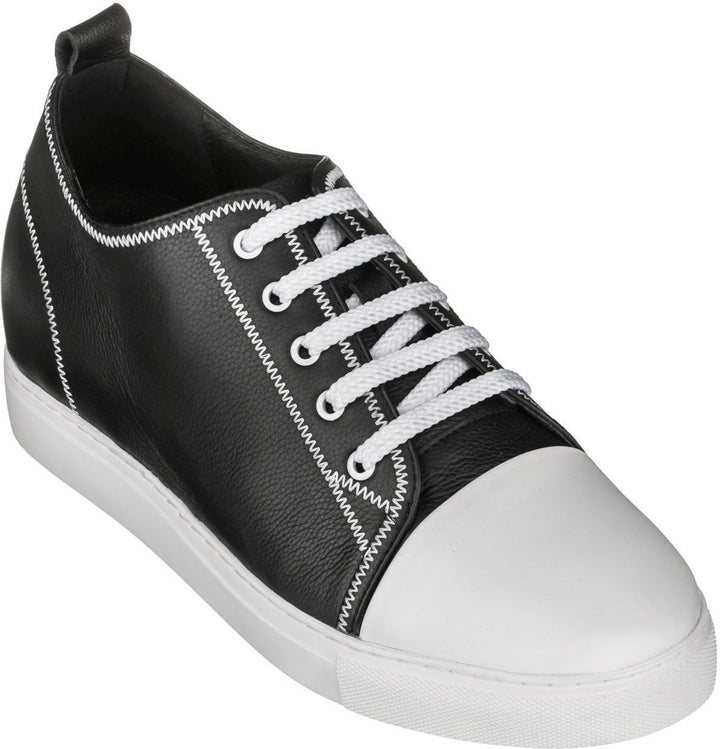 Elevator shoes height increase CALTO - S2601 - 2.8 Inches Taller (Black/White)