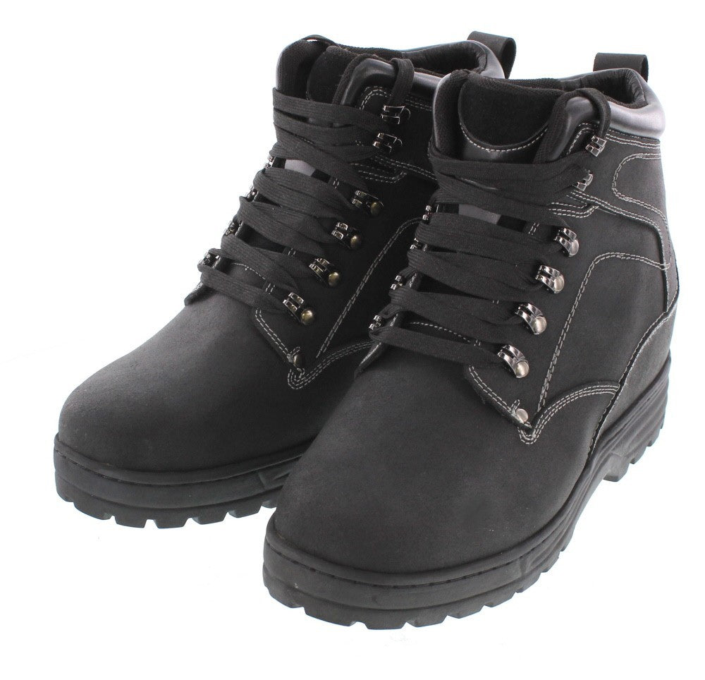 Elevator shoes height increase CALDEN 5.2" Taller Black Nubuck Height-Increasing Boots K881802