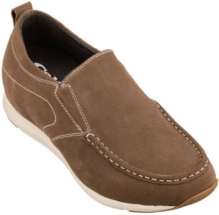 Elevator shoes height increase CALTO - G4904 - 2.8 Inches Taller (Brown) - Super Lightweight