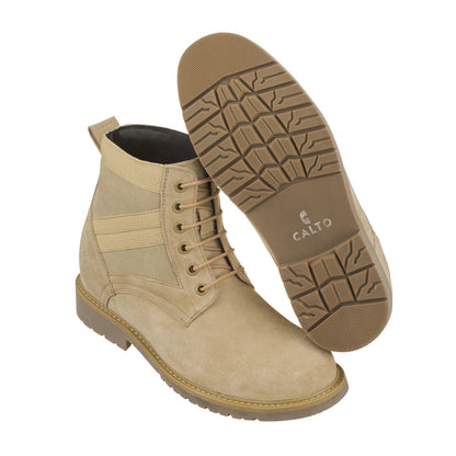 Elevator shoes height increase CALTO - S9012 - 3.2 Inches Taller (Desert Sand)