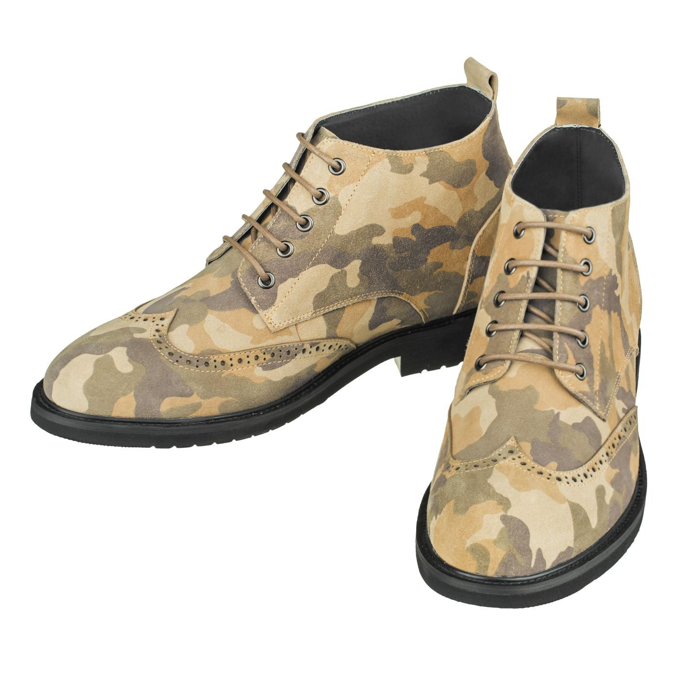 Elevator shoes height increase CALTO - S3650 - 3.0 Inches Taller (Camo Brown) - Lightweight