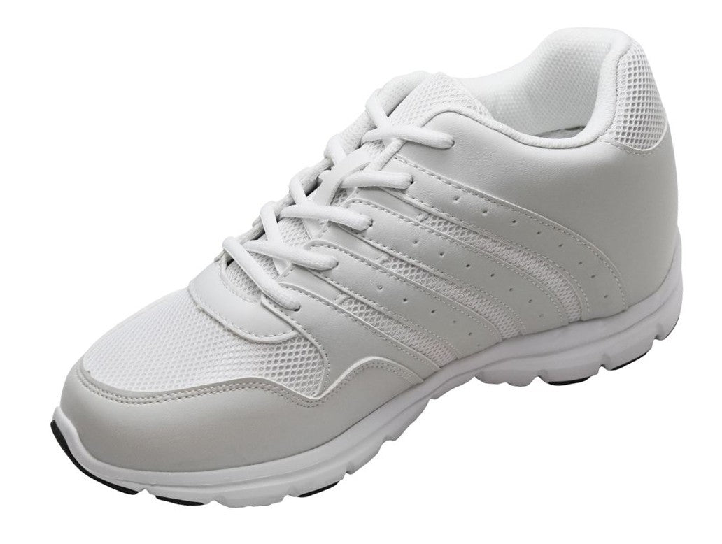 Elevator shoes height increase CALTO - G8818 - 3.2 Inches Taller (White) - Super Lightweight