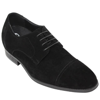 Elevator shoes height increase Black CALTO Formal Matte Dress Shoes - Three Inches - Y40215