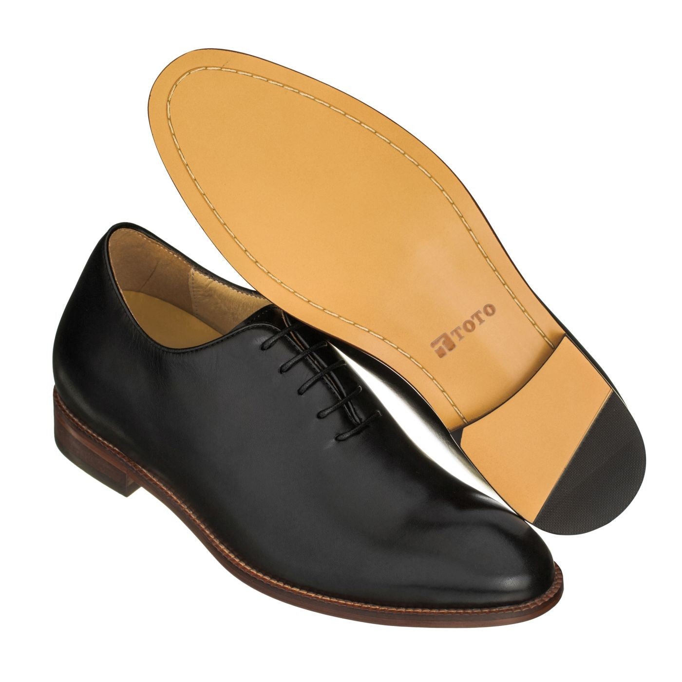 Elevator shoes height increase TOTO - S3001 - 2.6 Inches Taller (Black) Wholecut w/ Leather Sole