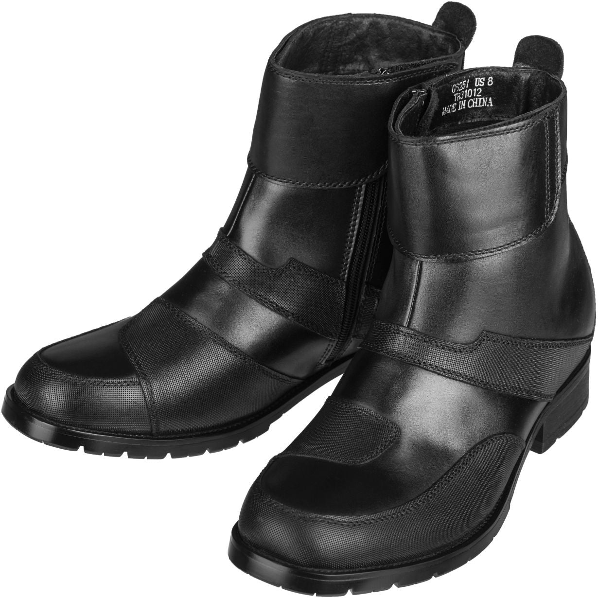Elevator shoes height increase Black CALTO Elevator Motorcycle Boots - 3.3 Inches - G6251