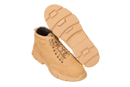 Elevator shoes height increase CALTO - K50130 - 2.9 Inches Taller (Desert Sand) - Faux Fur Lining