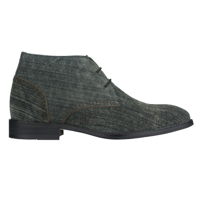 Elevator shoes height increase CALTO - S9091 - 3.0 Inches Taller (Dark Graphite) - Chukka Boots
