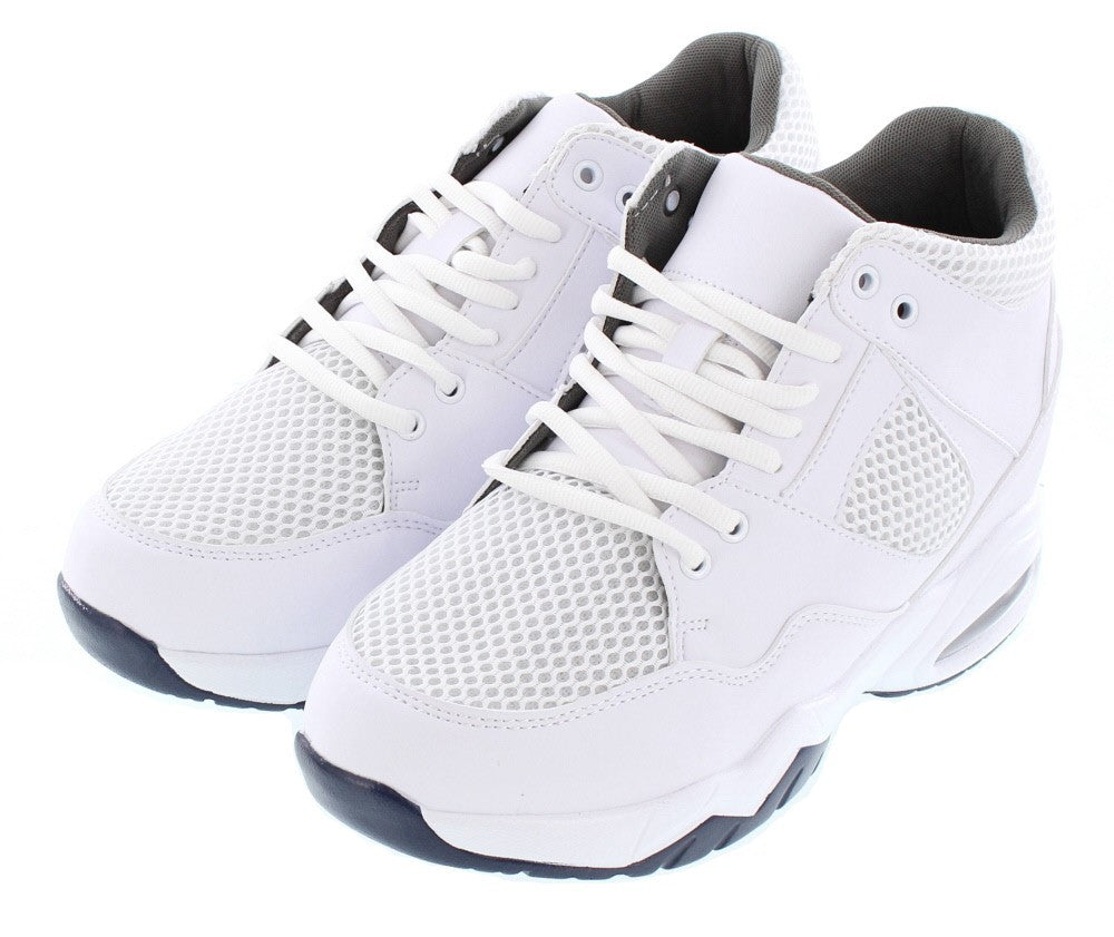 Elevator shoes height increase CALTO 3.4" Taller Men's Lightweight White Elevator Sneakers