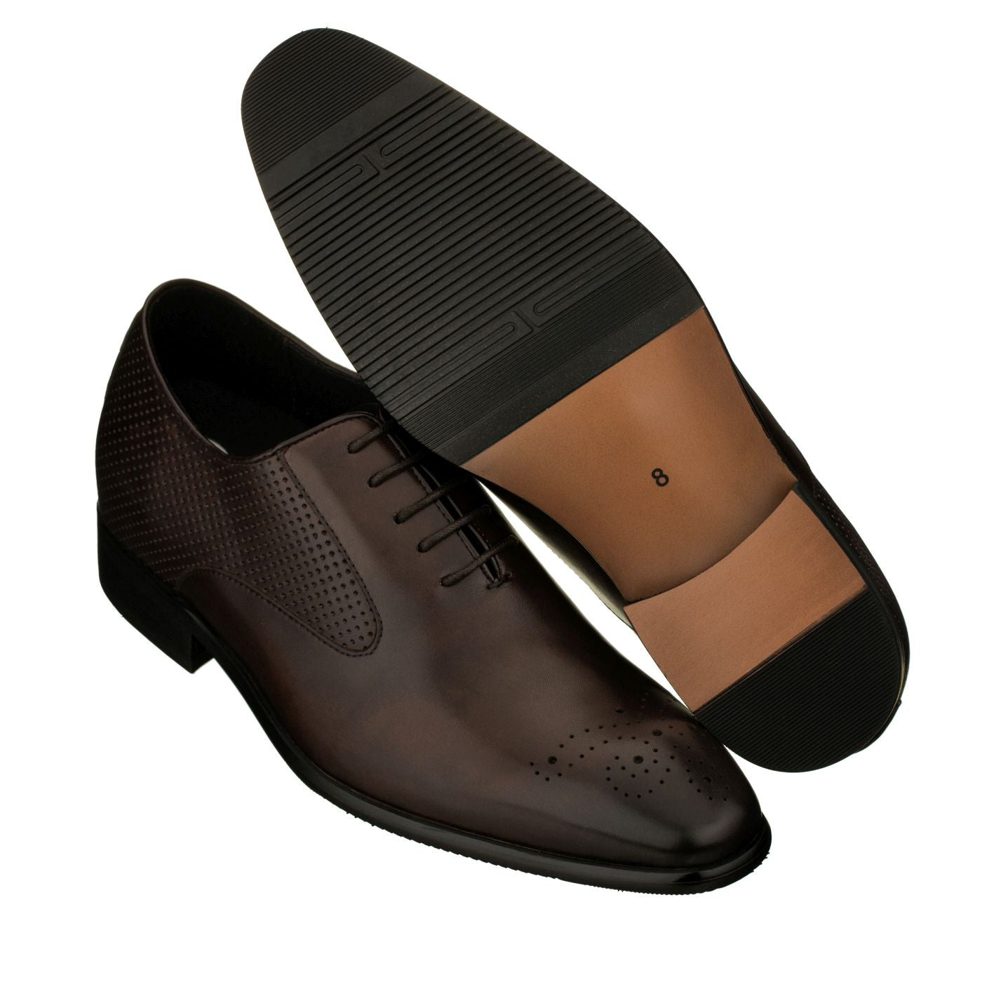 Elevator shoes height increase CALTO - Y6013 - 2.4 Inches Taller (Dark Coffee Brown)