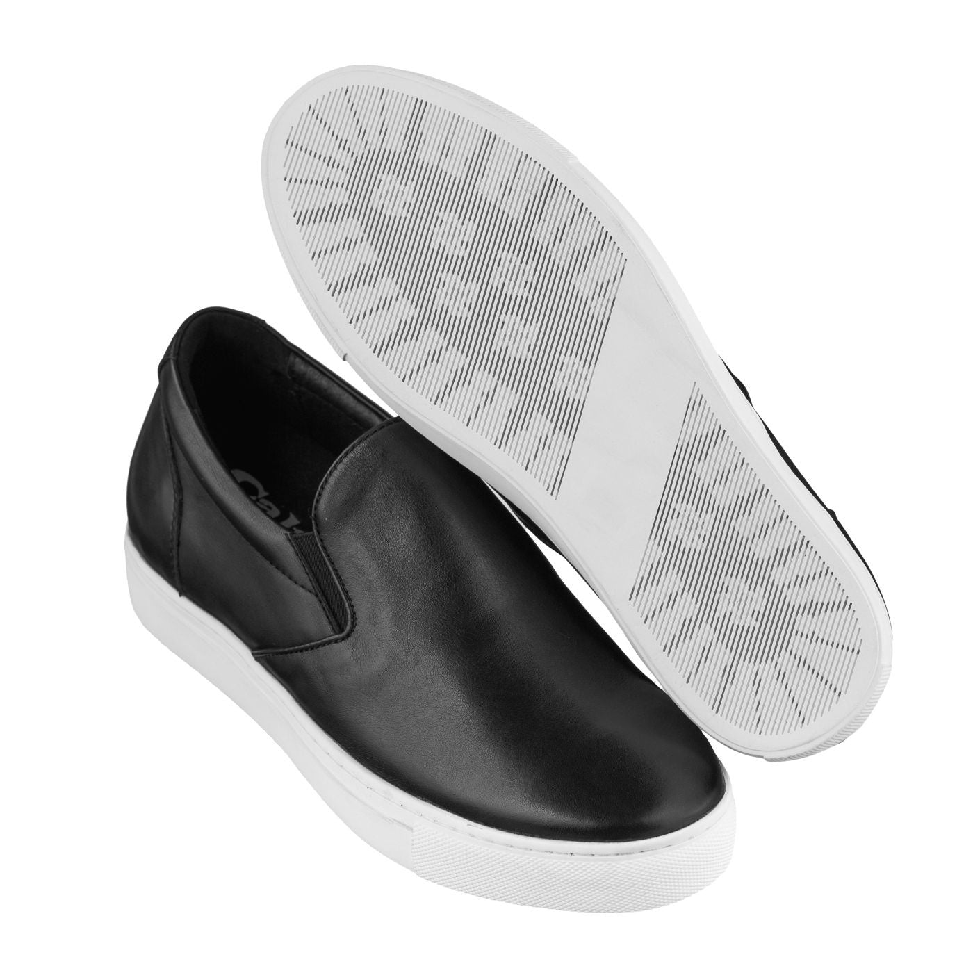 Elevator shoes height increase CALTO - T1021 - 2.4 Inches Taller (Black) Nappa Leather - Lightweight