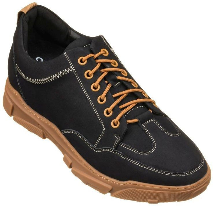 Elevator shoes height increase CALTO - K8025 - 2.8 Inches Taller (Black) - Hiking Style