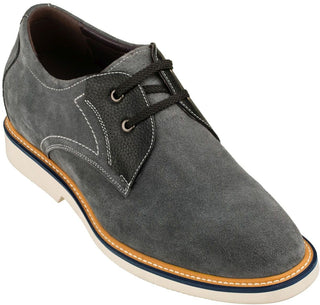 Elevator shoes height increase CALTO Business Casual Grey Leather Shoes 2.8 Inch  - Y42023