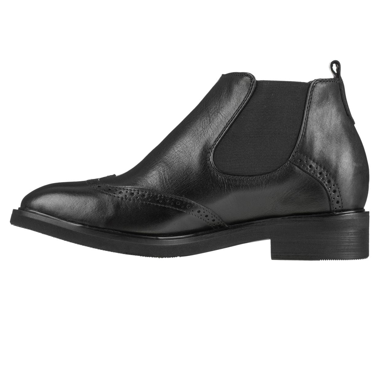 Elevator shoes height increase Leather Wing-Tip Ankle Boots - Three Inches - K28802