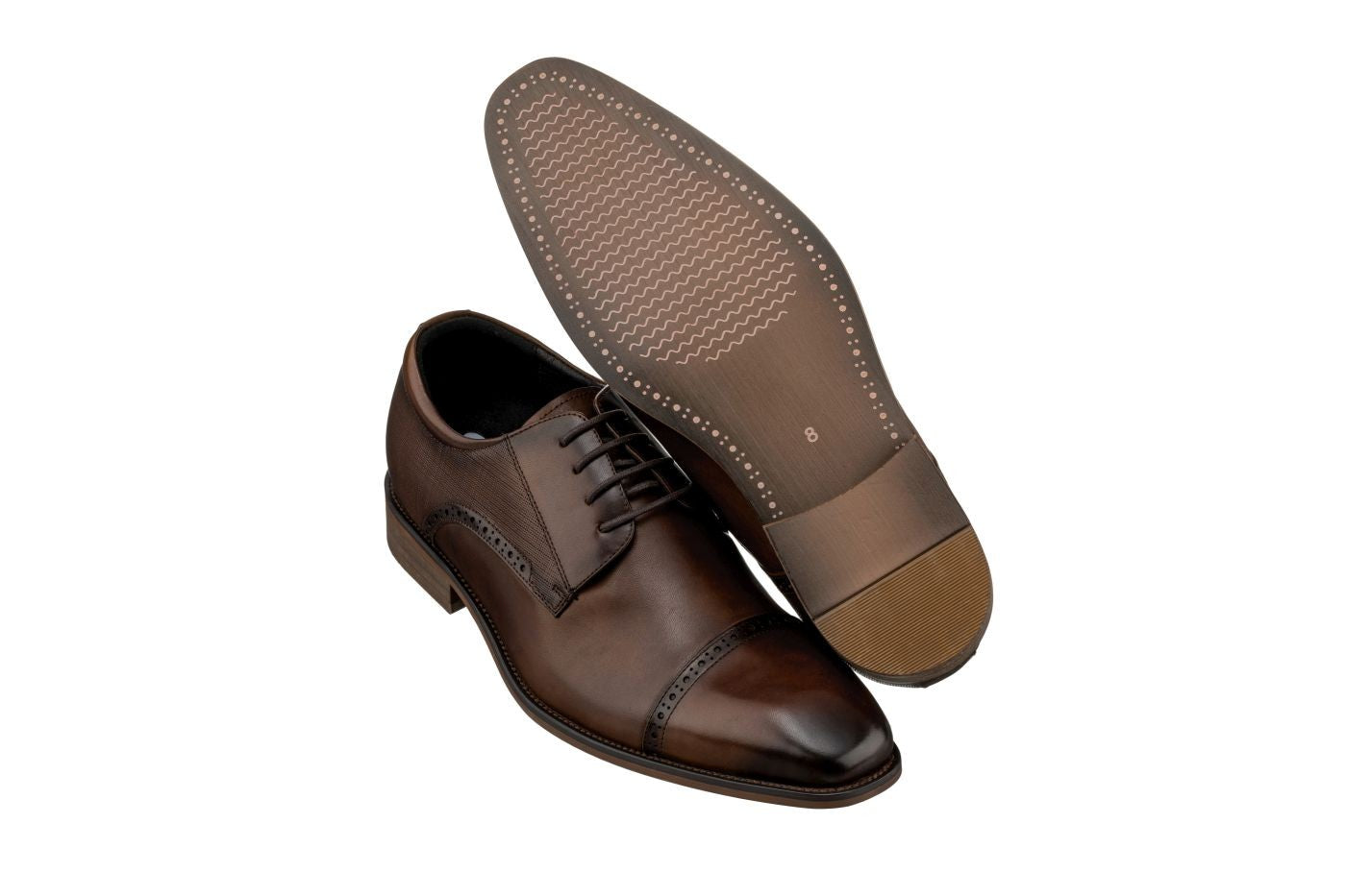 Elevator shoes height increase CALTO - Y6303 - 2.4 Inches Taller (Coffee Brown)