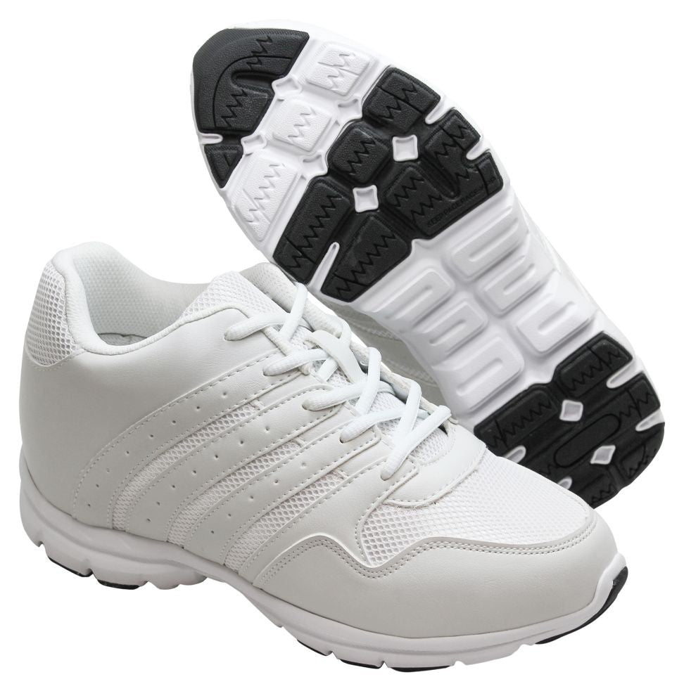 Elevator shoes height increase CALTO - G8818 - 3.2 Inches Taller (White) - Super Lightweight