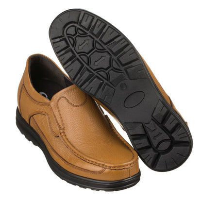 Elevator shoes height increase CALTO - G1829 - 3.2 Inches Taller (Tan Brown) - Lightweight