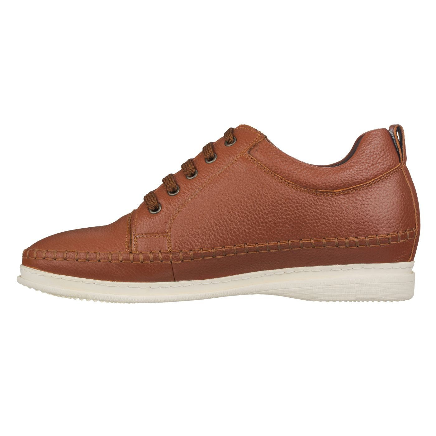Elevator shoes height increase CALTO Casual 3 Inch Leather Elevator Sneakers - Brown - S4313