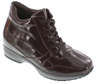 Elevator shoes height increase CALTO - G65232 - 3.2 Inches Taller (Cordovan Dark Brown Patent) - Lightweight