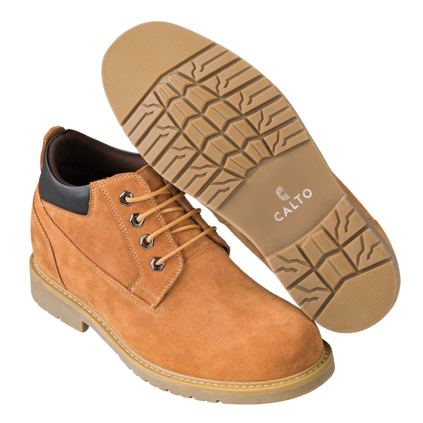 Elevator shoes height increase CALTO - S23021 - 3.2 Inches Taller (Nubuck Brown)