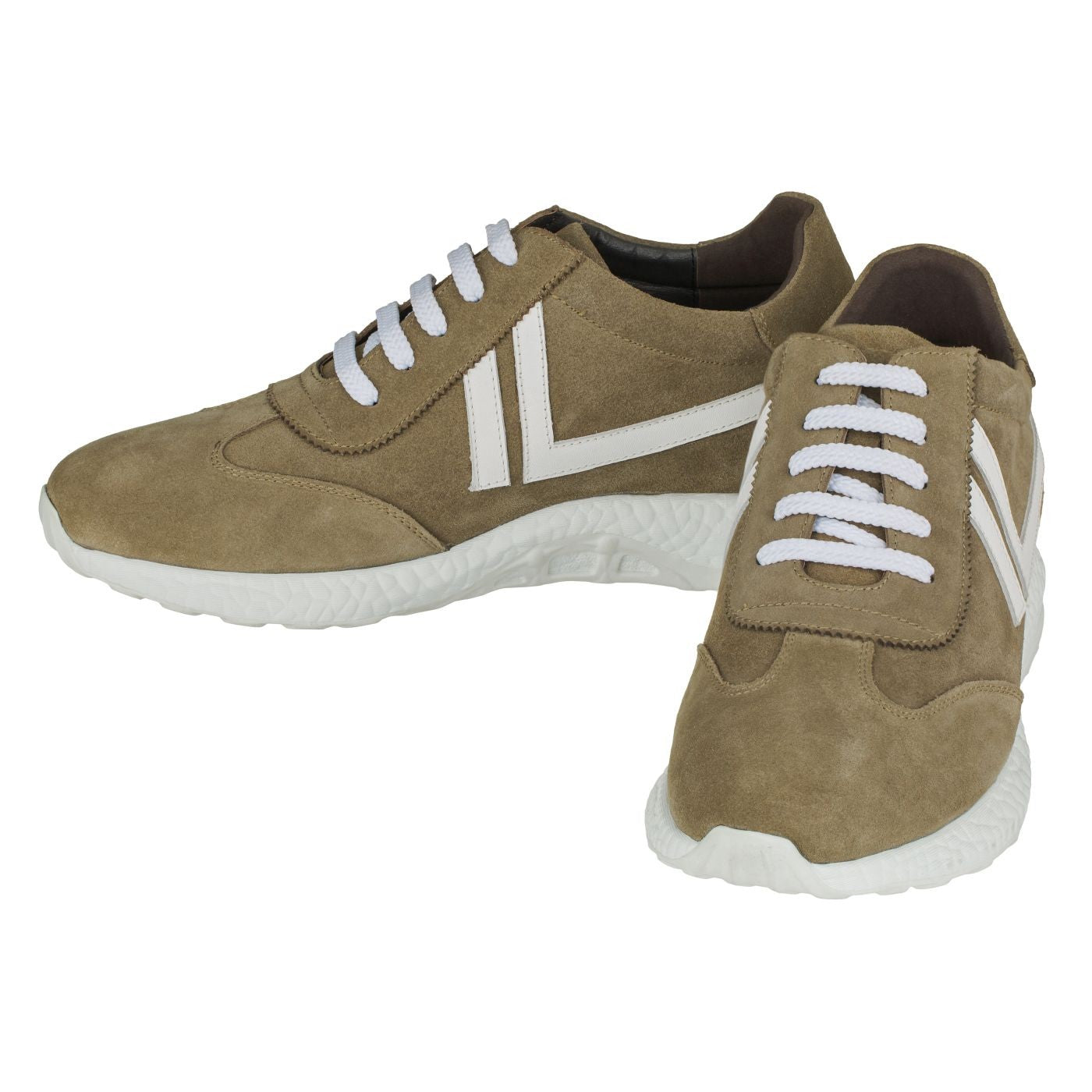 Elevator shoes height increase CALTO Khaki Men's Elevator Sneakers - 2.8 Inches - S2093