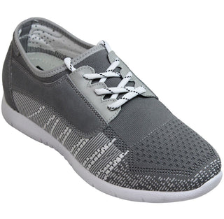 Elevator shoes height increase TOTO - D62108 - 2.8 Inches Taller (Grey/White) - Super Lightweight