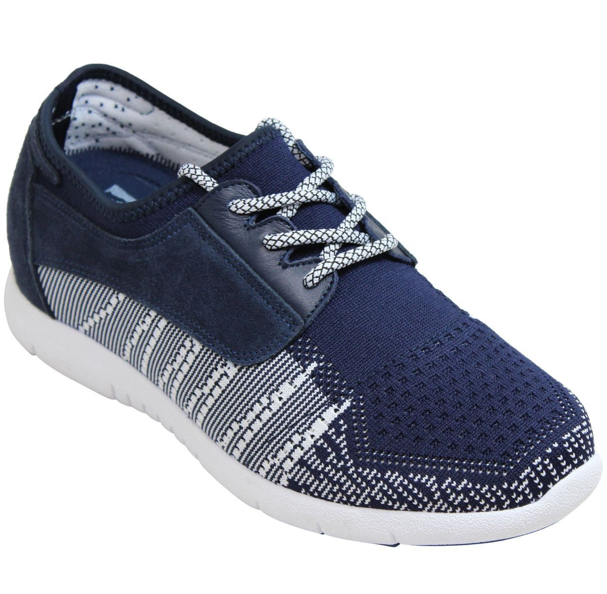Elevator shoes height increase TOTO - D62107 - 2.8 Inches Taller (Navy Blue/Aqua) - Super Lightweight