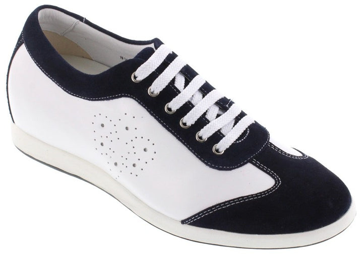 Elevator shoes height increase TOTO - A30572 - 2.4 Inches Taller (White/Navy Blue) - Lightweight