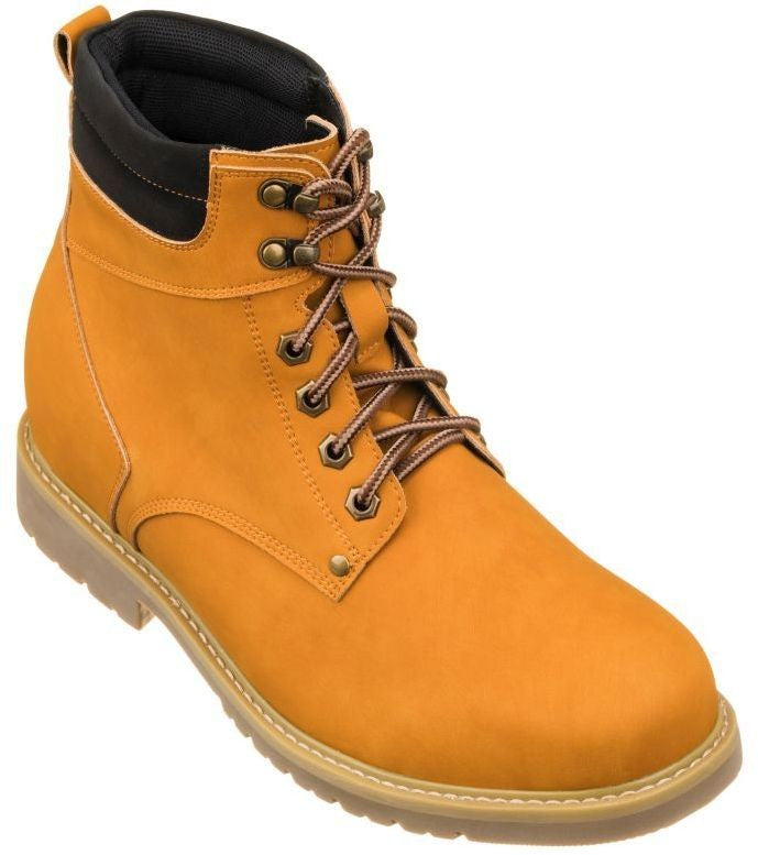Elevator shoes height increase CALTO - K8821 - 3.2 Inches Taller (Nubuck Camel) - Work Style Boot
