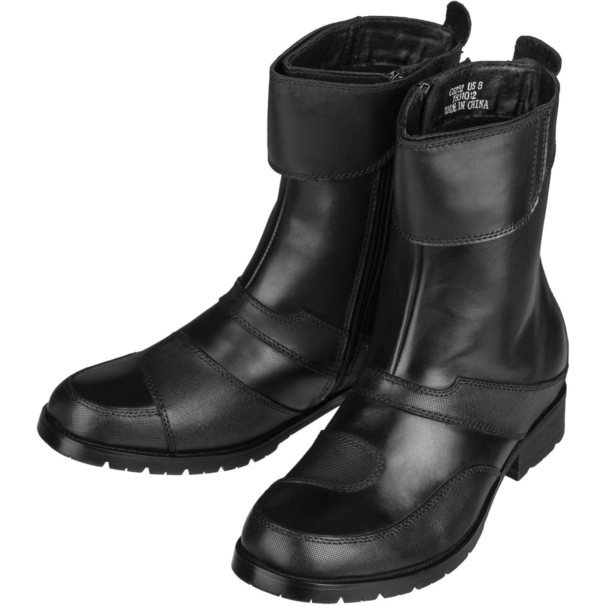 Elevator shoes height increase CALTO Zipper High-Top Biker Boots - 3.3 Inches - G6252