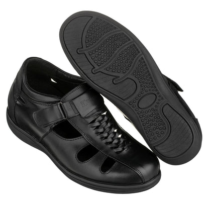 Elevator shoes height increase TOTO Black Braided Leather Sandals - Three Inches - G1307