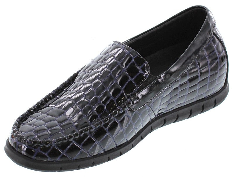 Elevator shoes height increase TOTO - H333153 - 2.4 Inches Taller (Black & Purple Patent Leather) - Super Lightweight