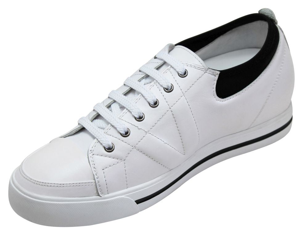 Elevator shoes height increase TOTO - D8171 - 2.4 Inches Taller (White/Black)