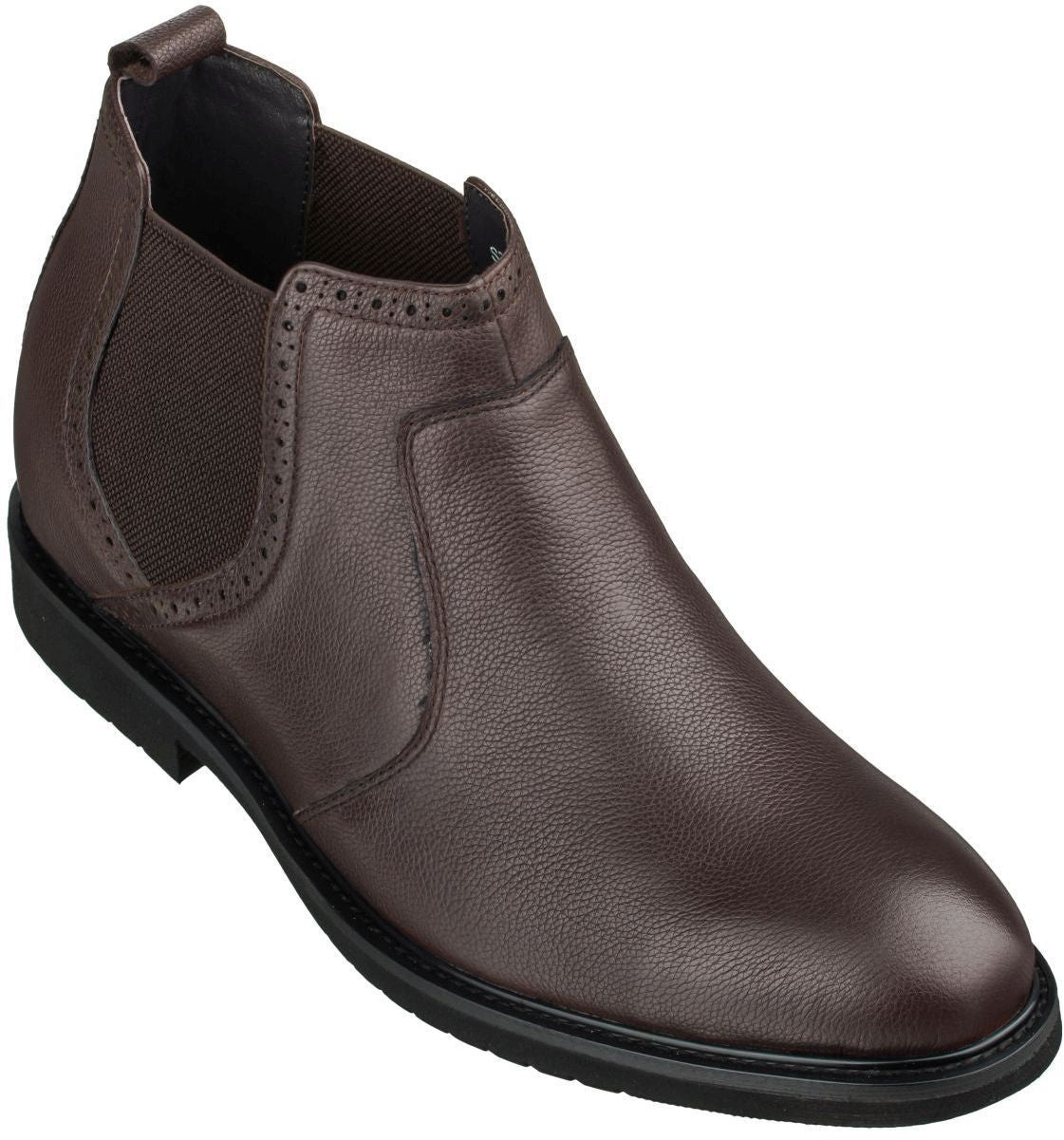 Elevator shoes height increase CALTO - S3602 - 3.2 Inches Taller (Dark Brown) - Lightweight